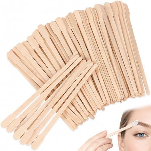 200 Pcs Eyebrow Wax Sticks, Wood Wax Applicator Spatulas for Face and Small Area Hair Removal, Natural Birch Wood Sticks for Waxing, Disposable Wooden Spatula for Beauty Salon Home Use