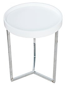 DuNord Design Beistelltisch Couchtisch Triton 40cm Weiss Chrom Retro Design Tablett Tisch