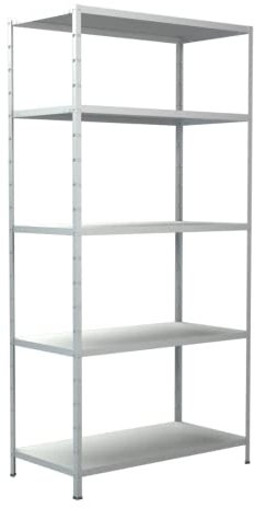 SCHULTE Regalwelt Lagerregal mit 5 PowerMAX-Fachböden in weiß, 200x120x50cm, Steckregal mit einfacher Montage ohne Verschrauben, Traglast je Boden bis zu 85 Kg