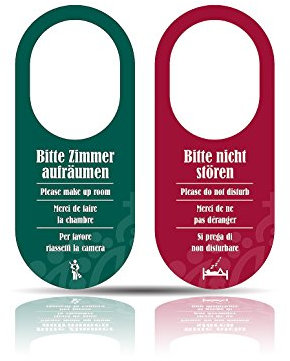 Kerafactum® - Lot de 2 panneaux de signalisation pour porte - Veuillez nettoyer la chambre - 4 langues - À accrocher sur les deux côtés - Lavable