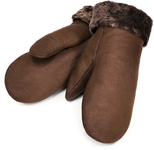 Werner Christ Lammfell Fäustlinge warme, Lange Unisex Fausthandschuhe aus echtem Fell, Winter-Handschuhe für Damen und Herren in Hellbraun, Größe 10