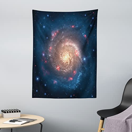 ABAKUHAUS Weltraum Wandteppich, Schwarzes Loch Cosmos Raum aus Weiches Mikrofaser Stoff Waschbar ohne Verblassen Digitaldruck, 110 x 150 cm, Petrolblau Pfirsich