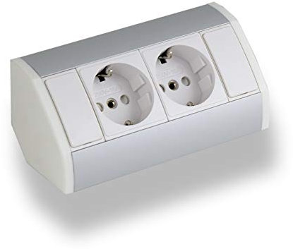 Práctico enchufe de cocina, baño, salón o muebles. Enchufe de esquina ideal para encimera de cocina como enchufe de montaje o enchufe de base, conector de 15 cm