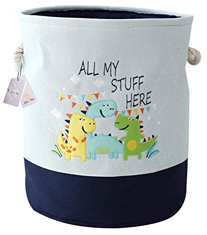 Znvmi Wäschekörbe Kinder Spielzeug Organizer Faltbare Groß Lagerung Aufbewahrungskorb Baby Wäschesammler Wäschesack - Dinosaurier/Blau