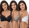 Curve Muse Übergröße Minimizer Bügel Ungefütterte BHS mit Stickspitze - 3er Pack-Weiß,Schwarz,Buttermilch-75F