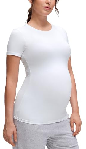 CRZ YOGA Gravid t-shirt med rund hals | Softembrace, Casual, Ultramjuk, Slim Fit, Höftlång, Kortärmade toppar, Graviditet och förlossning