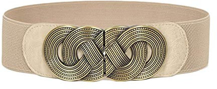 Diyafas Vintage Breiter Taillengürtel Damen Dekorativer Bund für Kleider Dehnbar Cinch Gürtel