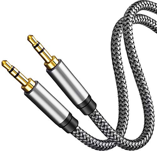 TanQY Aux Cable 3M, 3.5mm Male to Male Auxiliary Audio Stereo Cord Compatible with Car,Headphones, iPods, iPhones, iPads,Tablets,Laptops,Android Smart Phones& More (3M/10Ft, Silver)
