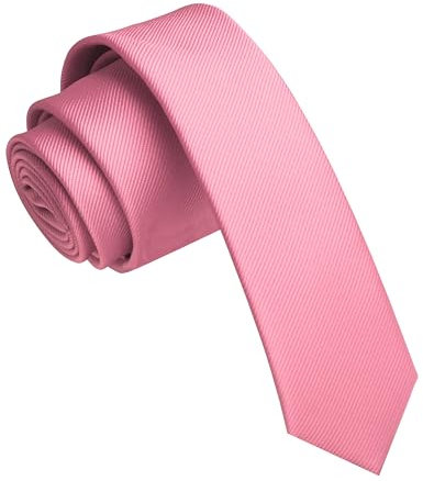 JEMYGINS Slim Krawatte für Herren, 4 cm, einfarbig, schmal Gr. Medium, rose