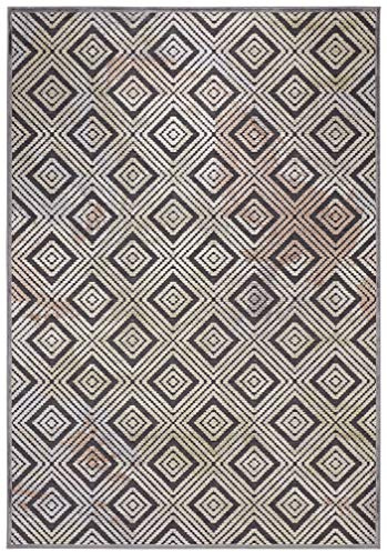 Elle Decor Kurzflor Viskose Teppich in Seidenoptik Isère Grau Multicolor, 120x170 cm