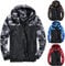 Muzboo Coupe-vent à capuche pour homme - Léger - Séchage rapide - Fermeture éclair - Camouflage, gris, X-Large