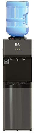 Brio Limited Edition Top Loading Water Cooler Dispenser - Black Stainless Steel - Hot & Cold Water, Child Safety Lock, Holds 3 or 5 Gallon Bottles - UL/Energy Star Approved