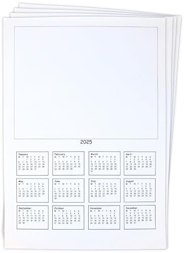 Kalenderrohlinge 2024 A4 weiß 50 Blatt fügen Sie Ihr Bild hinzu für einen personalisierten Kalender Geschenk Schule Kindergarten