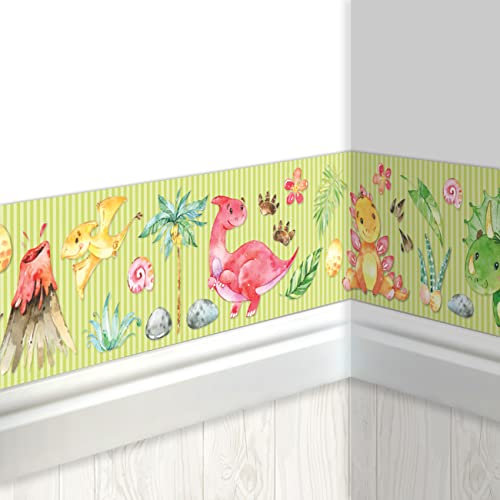 Papierdrachen Kinderbordüre Dino | Bordüre Kinderzimmer | Tapete für Kinder | Verschönerung von Wänden und Themenzimmern | Wanddekoration für Jungen und Mädchen - Set 4