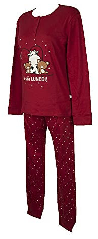 Crazy Farm Pigiama Invernale Interlock Bimba Bambina Ragazza Teenager Kids Manica Lunga Collo Serafino Articolo 32279 è Gia Lune, 2144 Rosso è già Lunedi, 13 Anni