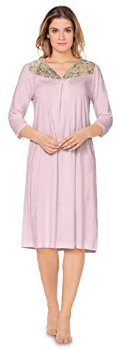 e.Femme® Camicia da Notte Donna Lena II 860 in Cotone e Lenzing® Modal, Rosa Antico, 48