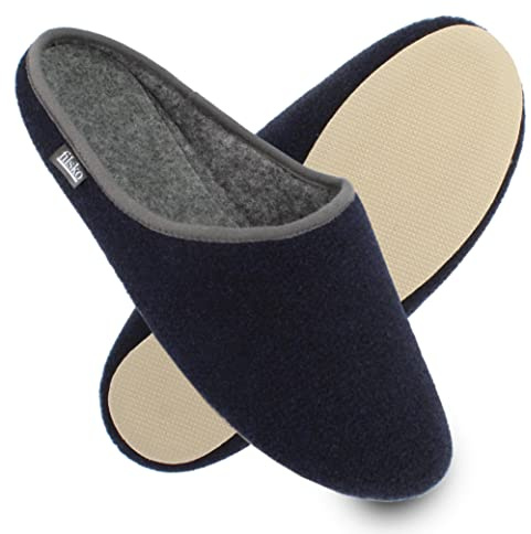 filsko® - Hausschuhe Herren - Hausschuhe Damen - Filzpantoffeln - Perfekt bei kalten Fußböden - Dicke Filzlaufsohle - Federleicht nur 85g - Blau - 46 EU