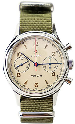 Sugess Chronograph Herrenuhren Edelstahl lässig Mann Saphir Armbanduhren wasserdicht Uhren mit 1963 ST1901 mechanische Bewegung für Mann Geschenke Pilot Militär (38MM mit Acrylspiegel)