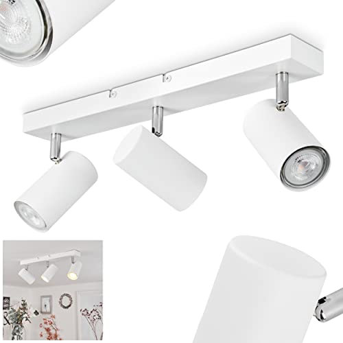 Deckenleuchte Javel, moderne Deckenlampe aus Metall in Weiß/Chrom, moderne Leuchte mit verstellbaren Strahlern und Leuchtenarmen, 3-flammig, 3 x GU10, ohne Leuchtmittel