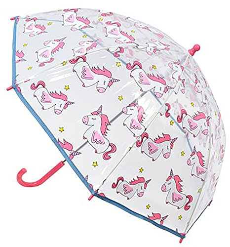KAV Flying Unicorn Kids Transparent School Umbrella Boys and Girls - Sweet, Beautiful, Lightweight Design Dome Parasol for Your Child (Flying Unicorn)