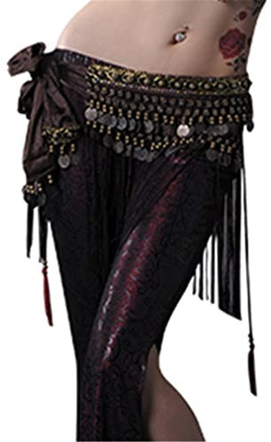 ZWEBY Bauchtanz Bekleidungszubehör Quaste Hüfttuch Fransen für Frauen und Mädchen (Farbe : Braun, Size : One Size)