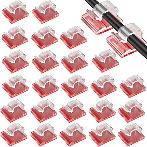 Voarge 60 Stücke Kabelclips, Outdoor Kabel Clips, mit Klebebändern Lichtclips Dekoration Clips Selbstklebende Haken Drahthalter für Lichterketten (Transperant)