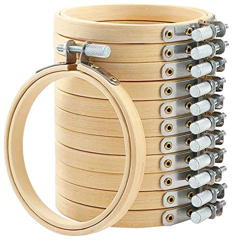 TUEWANR 16 Stück Bambus Stickrahmen Kreuzstich Rahmen 8cm Kreis Kreuzstich Hoop Stickerei Ring für DIY, Kunsthandwerk, Stickerei