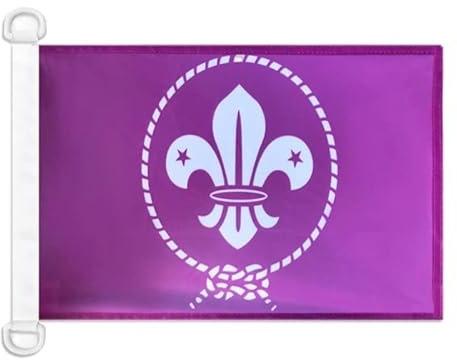 AZ FLAG Bootsflagge Pfadfinder Violett 45x30 cm, Aussenverwendung - Pfadfinderbewegung Bootsfahne Aus Gestricktem Polyester Mit Plastikringen