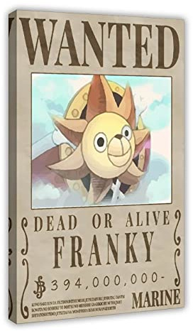 FISH DRAGATE Anime Straw Hat Pirates Bounty Poster Franky Canvas Poster Wall Art Decor Print Picture Paintings for Living Room Bedroom Decoration Frame-style 24x36inch(60x90cm)