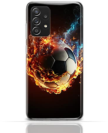 KX-Mobile Handyhülle für Samsung Galaxy A14 5G Hülle aus Silikon/TPU für die Rückseite mit Motiv 3535 Fußball Feuer Blauer Rauch