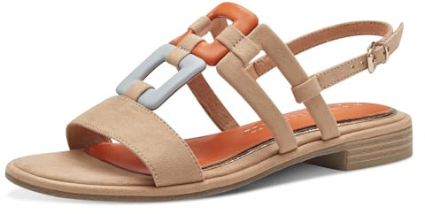 Marco Tozzi Damen, Feel ME Fußbett, weiches Innenfutter, 2-28107-42 Sandale mit Absatz, Biscuit Comb, 42 EU