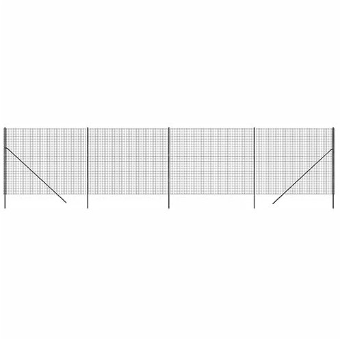 vidaXL Maschendrahtzaun, Gartenzaun Wildzaun mit PVC Beschichtung, Drahtzaun Begrenzungszaun für Außenbereich, Drahtgitter Maschendraht, Anthrazit Verzinkter Stahl