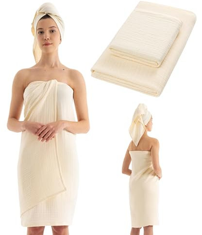 pamuq Handtuch-Set, 100% Baumwolle, beige, 2-teilig, 50x100 cm, 100x150 cm - Handtücher Set Badetücher Badetuch Badehandtuch Duschtücher Duschhandtuch Bath Towel