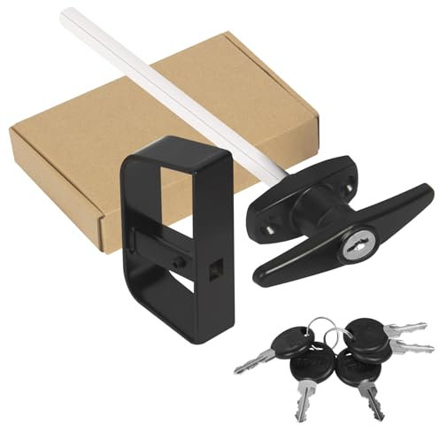 Shed Door Latch T-Handle Lock Kit with 5 Keys,BTEOBFY 7-1/2 Stem Storage Barn Shed Door Hardware Lock Set for Playhouses, Chicken Coops,Camper (Black)
