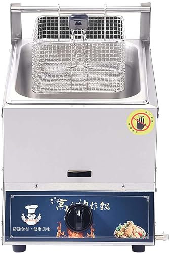 Freidora a Gas Comercial, Freidora a Gas para Encimera, Acero Inoxidable, Freidora Doble De Gran Capacidad 8l/16l, con Cestas Extraíbles, Potencia De Fuego Ajustable,10L