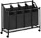 SONGMICS Cesto para Ropa Sucia con Ruedas, Carrito para Lavandería con 4 Bolsas Extraíbles, Cesta Ropa, Carro de Ropa, para Cuarto de Lavado, Dormitorio, Baño, 4 x 45 L, Negro Tinta RLS103B01