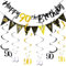 ALEGRE 90 Geburtstag Mann Frau Deko, 90 Geburtstag Deko Banner Wirbel Set, Deko 90. Geburtstage Mann Luftschlangen, 90. Geburtstage Deko Girlande Spiralen Gold,Partydeko 90er, Geburtstagsdeko 90 Jahre