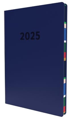 Collins Edge Mira Terminplaner 2025 – A5 Wochenansicht und Bullet Journal – Marineblau – (EDMR153.59–25) – Wochenplaner mit Soft-Touch-Cover und farbigen Seitenkanten