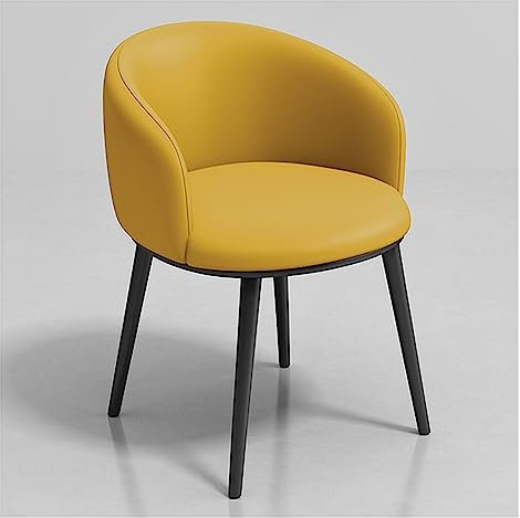WIGSELBL Esszimmerstühle aus Leder, Sessel, Sessel, Wannenstuhl mit gepolstertem Sitz und Metallbeinen, moderner Küchenstuhl, Akzent für Wohnzimmer (Farbe: Gelb)