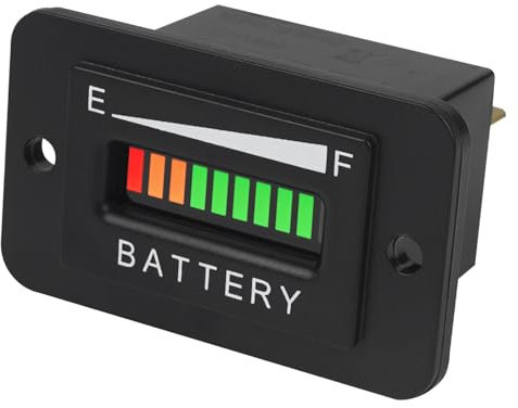 RileyFine Car Battery Tester, Lead Acid Battery Voltage Indicator Gauge of Charge & Discharge, Alarm Function, Applicable to Golf Cart Lawn Mower Forklift RV (Lar 48V)