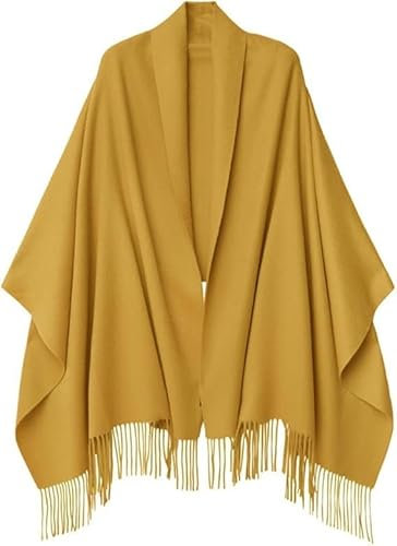 PFLife Damen Kaschmir Schal Schultertuch Deckenschal aus weichem Kaschmir mit Fransen Winter Schal, 80'' * 27'' (200 x 70 cm) (Gelb1)