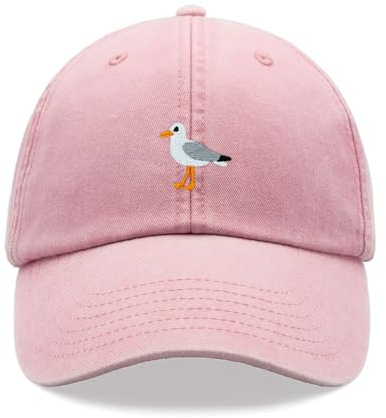 Seagull Baseball Cap Vintage Washed Unisex Dad Hat Adjustable Bird, rose, Einheitsgröße