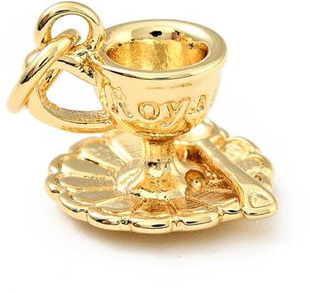 DanLingJewelry 20Pcs Afternoon Tea Theme Tea Cup Charms Brass Spoon Teapot Charms Coffee Mug Charms for DIY Jewellery Making