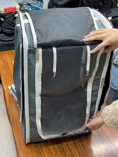 Kakadu-Transport-Rucksack, Papageien-Reisekäfig mit Holzstange und Futternapf, Edelstahl-Tablett (Anthrazit, große Vögel (für Kakadus))