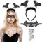 BOYATONG Fledermaus Kostüm Faschingskostüme Damen, Haarreif + Maske + Gesichtstattoo für Karneval, Kostüm Fledermaus Fasching Halloween Accessoires für Mottoparty Cosplay