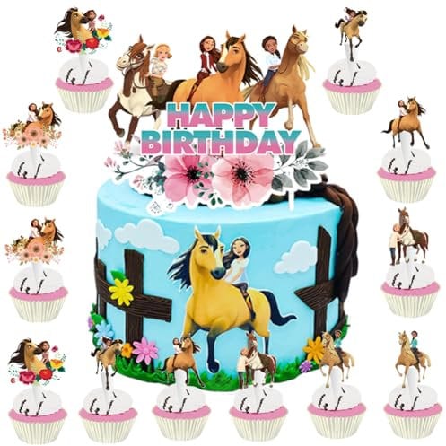 Spirit Horse Cake Decoration 25PCS Pferde Cake Topper Geburtstag Party Kuchen Dekoration, Kuchen Dekoration Supplies Muffin Topper Für Abendessen Geburtstag Hochzeit Verlobungsfeier Party Dekoration