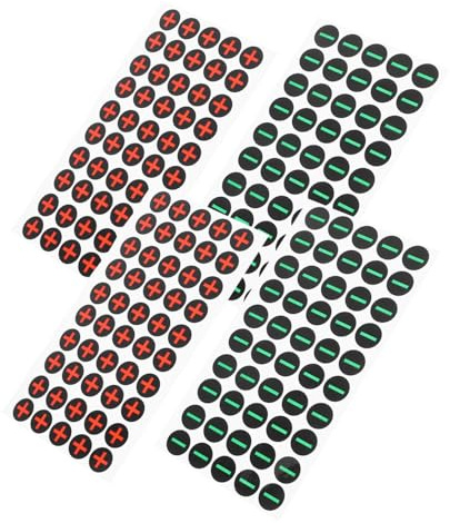 JUMPLAWN 4 Sheets Self Adhesive Polarity Warning Stickers, Waterproof Label Decals for Battery, Electric Panels and Machinery, Safety Compliance, 50pcs Per Sheet
