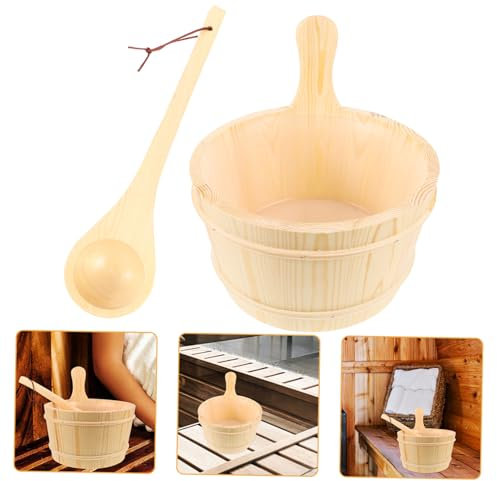 VICASKY Holzfass Saunakübel Mit Holzgriff Saunaeimer Aus Natürlichem Holz Saunafass Für Zuhause Spa Bad Zubehör Mit Großem Fassungsvermögen