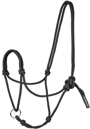 WALDHAUSEN Knotenhalfter mit beweglichem Ring, schwarz, VB