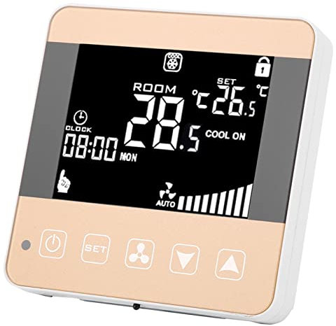 Akozon AC200-240V Fan Coil, Intelligent LCD Digital Central Air Conditioner AC200 240V Tat Ligent Air‑Conditioner Unit Thermostat Temperature Controller Display (WiFi Model, Voice Control, For Tuya)